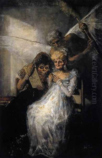 Les Vieilles or Time and the Old Women Oil Painting by Francisco Goya Fuendetodos