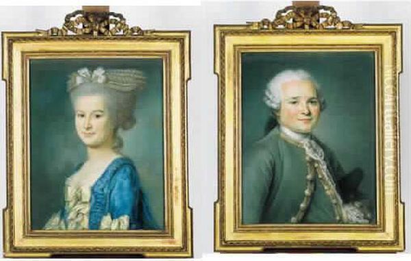 Vigee
 :< Portrait D'homme Et De Femme En Pendant > Oil Painting by Louis Vigee