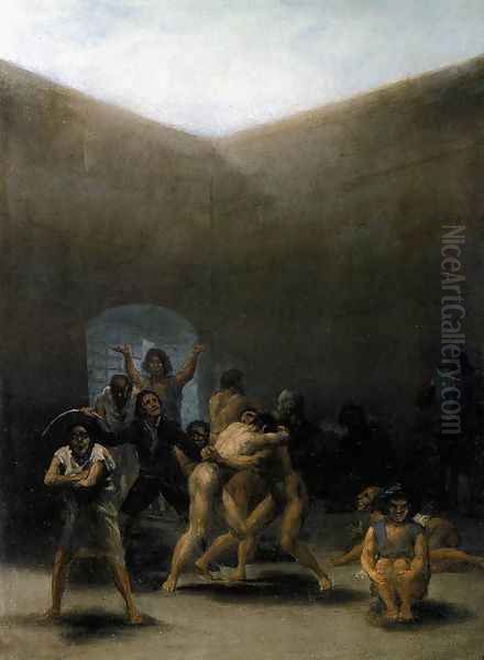 The Yard Of A Madhouse Oil Painting by Francisco Goya Fuendetodos