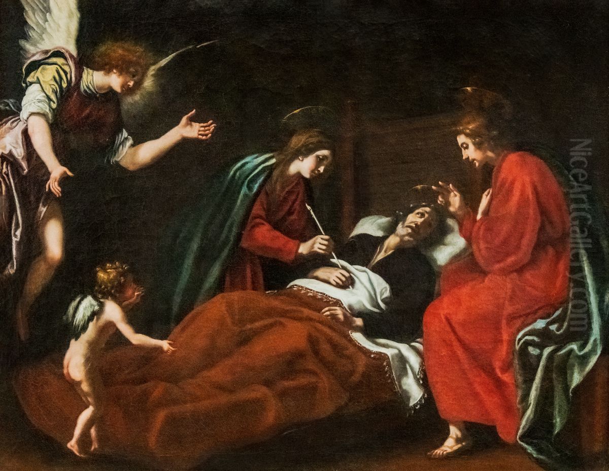 The Death Of Saint Joseph Oil Painting by Jacopo Vignali