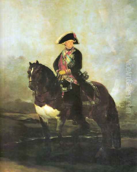 Portrait of Carlos IV with a horse Oil Painting by Francisco Goya Fuendetodos