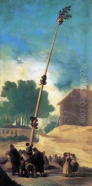 The Greasy Pole (La Cucana) Oil Painting by Francisco Goya Fuendetodos