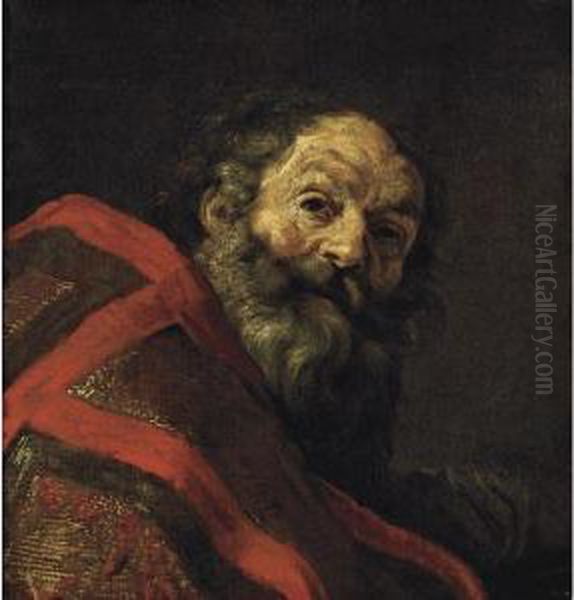 Figure Of A Bearded Man, Head 
And Shoulders, Wearing A Cope, Possibly One Of The Four Fathers Of The 
Church Oil Painting by Claude Vignon