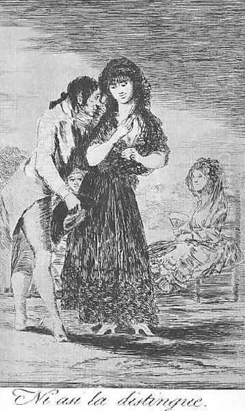 Caprichos Plate 7 Even Thus He Cannot Make Her Out Oil Painting by Francisco Goya Fuendetodos