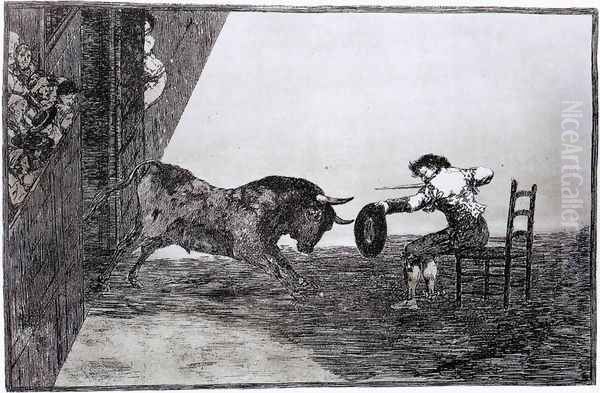 The Bravery of Martincho in the Ring of Saragassa (Tauromaquia 18) Oil Painting by Francisco Goya Fuendetodos