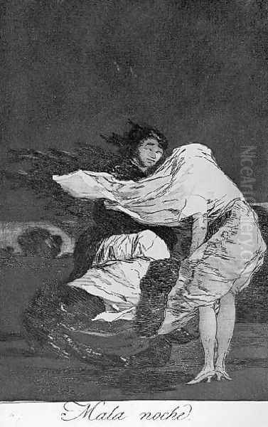 Caprichos Plate 36 A Bad Night Oil Painting by Francisco Goya Fuendetodos