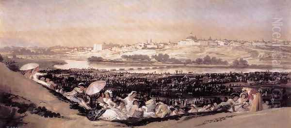 The Meadow Of San Isidro On His Feast Day Oil Painting by Francisco Goya Fuendetodos
