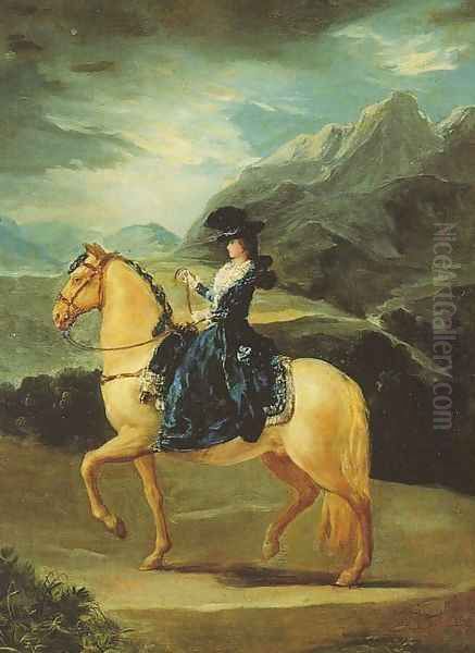 Maria Teresa Of Vallabriga On Horseback Oil Painting by Francisco Goya Fuendetodos