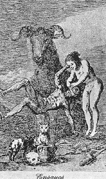 Caprichos Plate 60 Experiments Oil Painting by Francisco Goya Fuendetodos