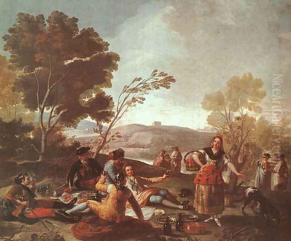 Picnic On The Banks Of The Manzanares Oil Painting by Francisco Goya Fuendetodos