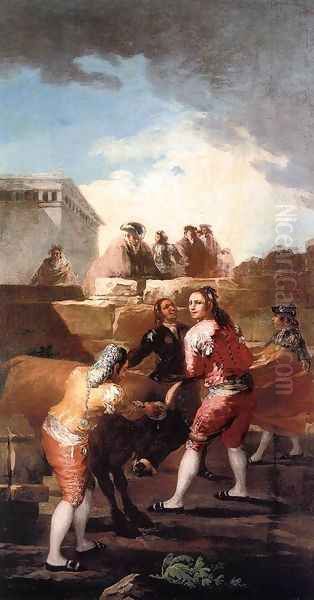 Fight With A Young Bull Oil Painting by Francisco Goya Fuendetodos