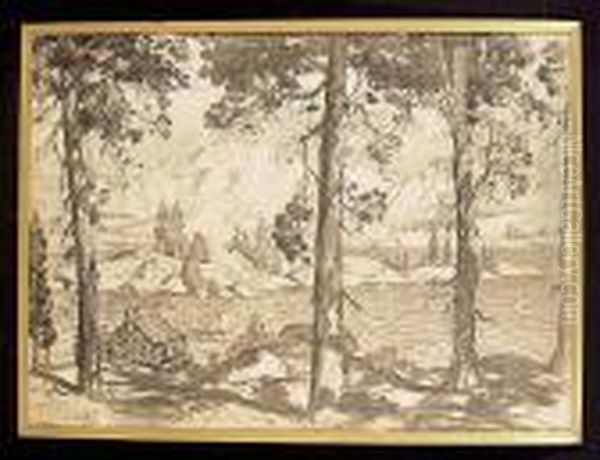 In The Cool Shadows Of The Pines Oil Painting by Hernando Gonzallo Villa