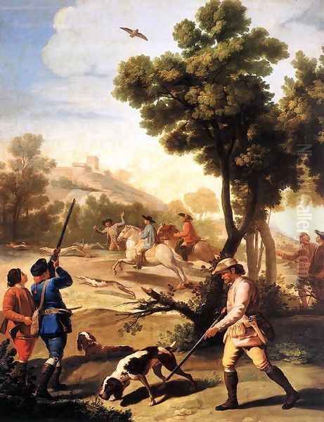 The Quail Shoot Oil Painting by Francisco Goya Fuendetodos