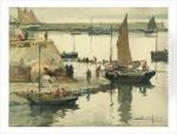 Le Retour Des Pecheurs Oil Painting by Eugene Villon