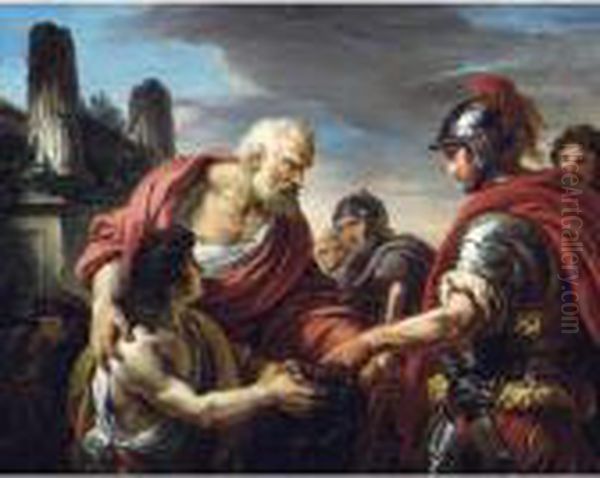 Belisarius, Reduced To Begging, 
Recognized By A Soldier From The Army Of Emperor Justinian Oil Painting by Francois-Andre Vincent