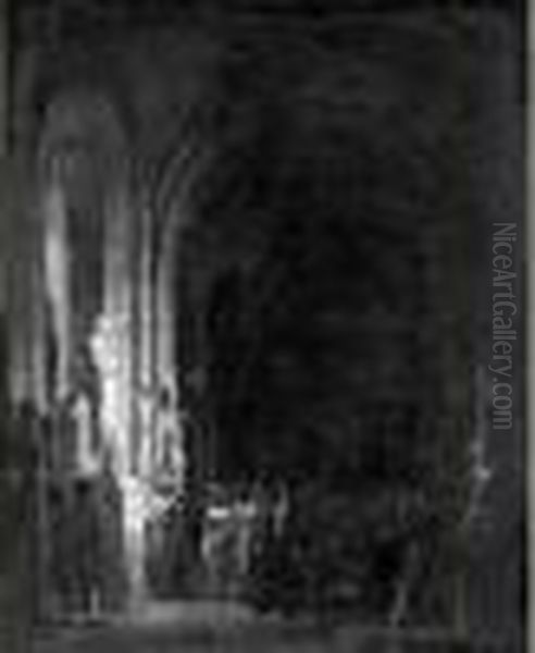 Louis Philippe Et La Famille Royale Visitent Les Galeries
 Historiques De Versailles Oil Painting by Auguste Jean Bapt. Vinchon