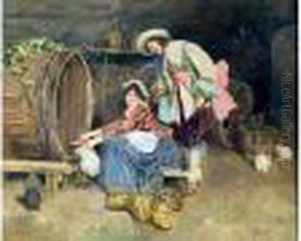 Un Joli Tonneau Oil Painting by Francesco Vinea