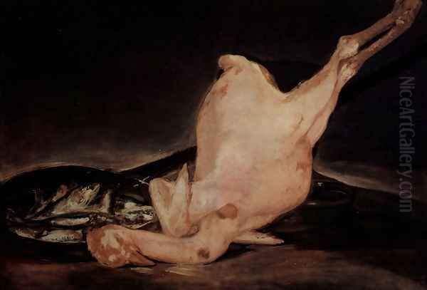 Plucked Turkey Oil Painting by Francisco Goya Fuendetodos