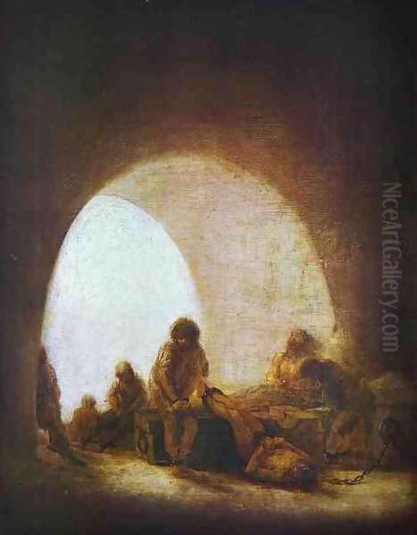 Prison Scene 2 Oil Painting by Francisco Goya Fuendetodos