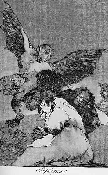 Caprichos - Plate 48: Tale-Bearers: Blasts of Wind Oil Painting by Francisco Goya Fuendetodos