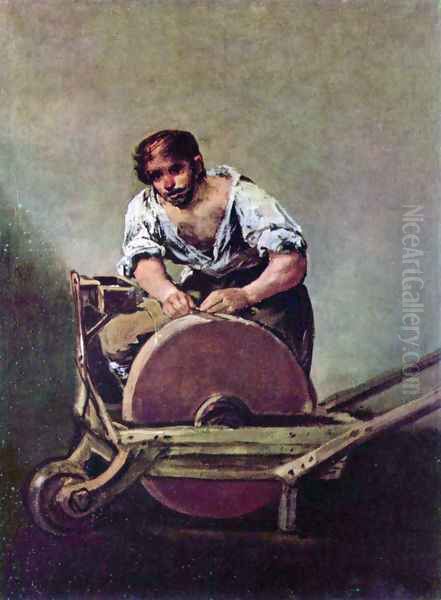 Knife Grinder Oil Painting by Francisco Goya Fuendetodos