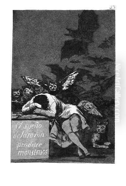 Caprichos(43) Oil Painting by Francisco Goya Fuendetodos