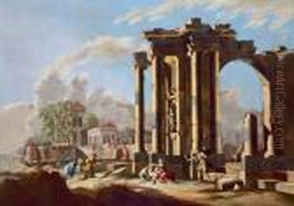 Capriccio Architettonico Con Figure Oil Painting by Nicola Viso