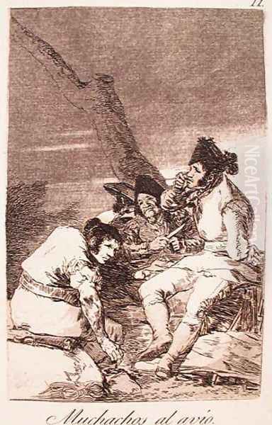 Lads Making Ready Oil Painting by Francisco Goya Fuendetodos
