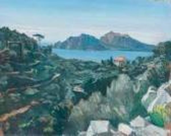 Capri Vista Da Massa Lubrense Oil Painting by Eugenio Viti