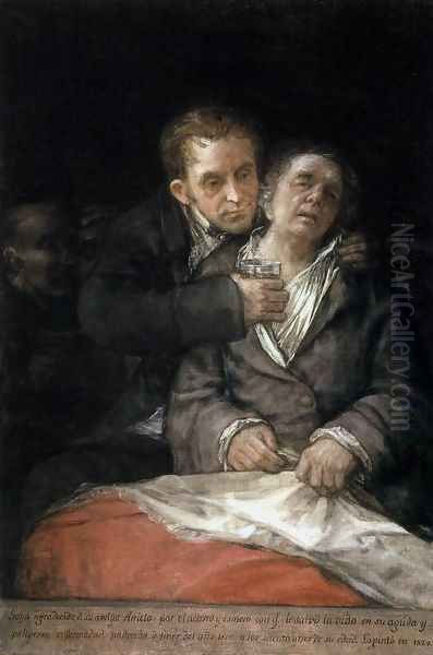 Self-Portrait with Doctor Arrieta Oil Painting by Francisco Goya Fuendetodos