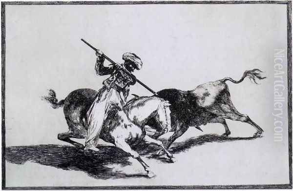 The Morisco Gazul is the First to Fight Bulls with a Lance Oil Painting by Francisco Goya Fuendetodos