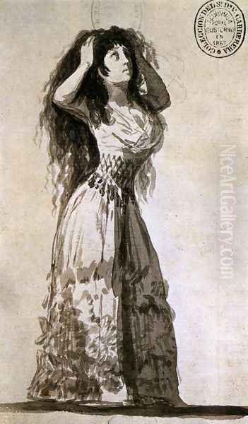 The Duchess of Alba Arranging Her Hair Oil Painting by Francisco Goya Fuendetodos