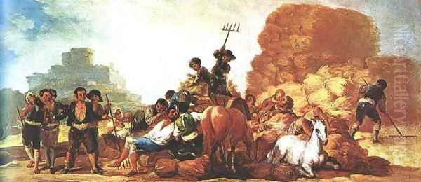 The Threshing Oil Painting by Francisco Goya Fuendetodos