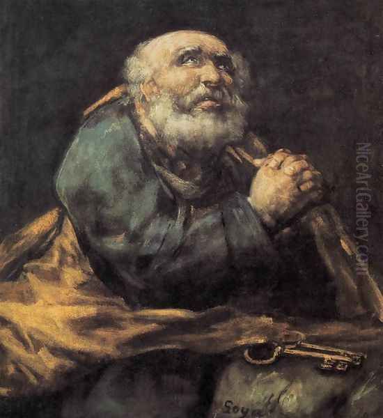 St Peter Repentant Oil Painting by Francisco Goya Fuendetodos