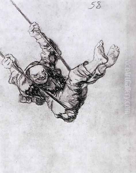 Old Man on a Swing Oil Painting by Francisco Goya Fuendetodos