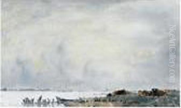 A View Of The River Ijssel Near Hattem Oil Painting by Floris Verster