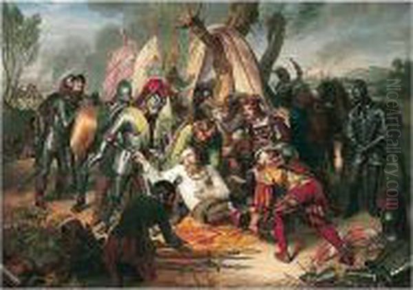 Tod Des Kurfursten Moritz Von 
Sachsen In Der Schlacht Bei Sievershausen (death Of Elector Moritz Of 
Saxony At The Battle Of Sievershausen) Oil Painting by Carl Christian Vogel von Vogelstein