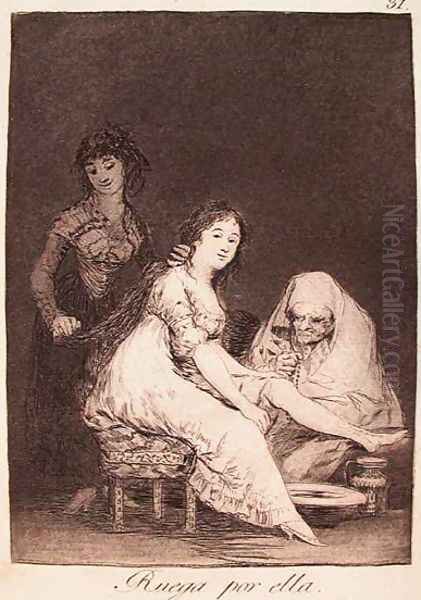 She Prays for Her Oil Painting by Francisco Goya Fuendetodos