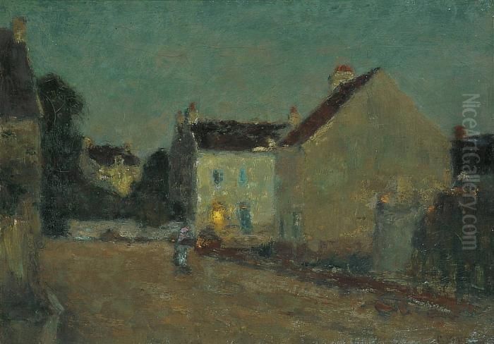 Village Au Clair De Lune Oil Painting by Paul Vogler