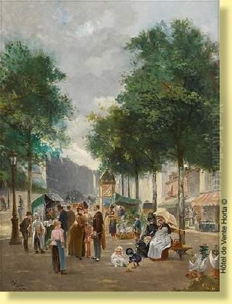 Boulevard Parisien Anime Oil Painting by Paul Vogler