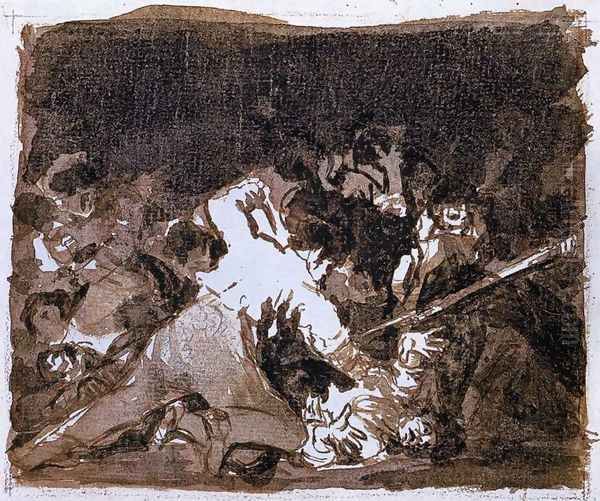 War scene Oil Painting by Francisco Goya Fuendetodos