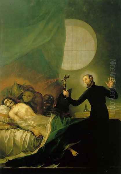 St Francis Borja at the Deathbed of an Impenitent Oil Painting by Francisco Goya Fuendetodos