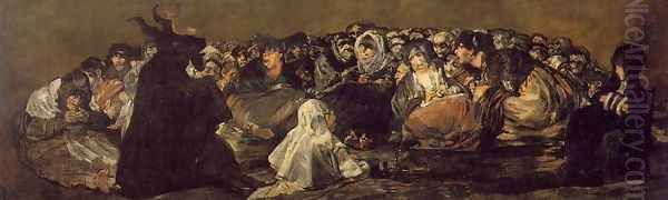 Witches Sabbath (The Great He-Goat) Oil Painting by Francisco Goya Fuendetodos