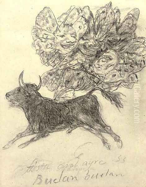 El toro mariposa (The Butterfly Bull) Oil Painting by Francisco Goya Fuendetodos