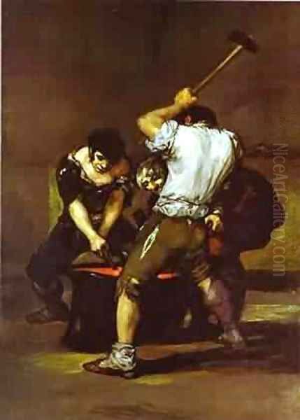 La Fragna (The Smithy) 1812-1816 Oil Painting by Francisco Goya Fuendetodos