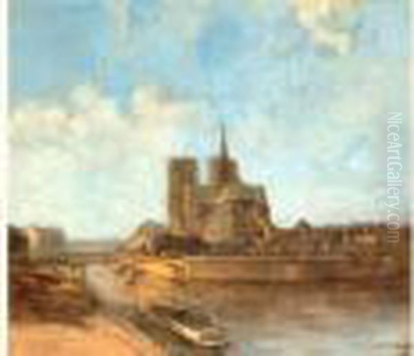 Ecole Francaise
 ?notre-dame De Paris? Oil Painting by Alexis Vollon