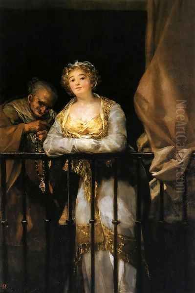 Maja and Celestina Oil Painting by Francisco Goya Fuendetodos