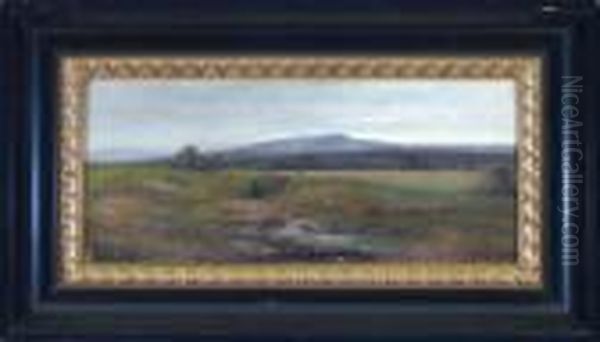 Spazierganger In Weiter 
Oberbayerischer Landschaft Mit Dem Hohen Peisenberg Im Hintergrund Oil Painting by Ludwig Gustav Voltz