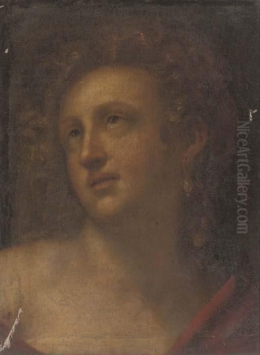 Head Of A Woman Oil Painting by Hans Von Aachen