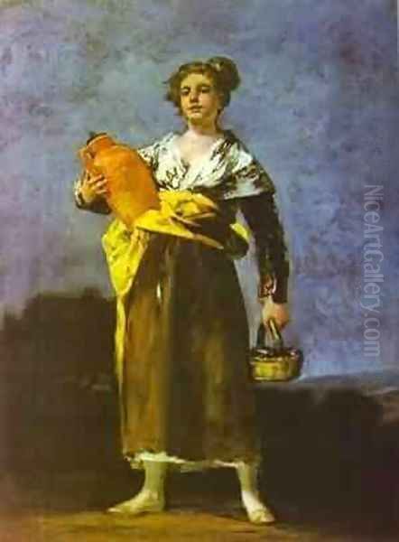 Girl With A Jug (Aguadora) Oil Painting by Francisco Goya Fuendetodos